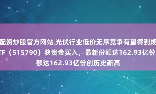 配资炒股官方网站 光伏行业低价无序竞争有望得到规范，光伏ETF（515790）获资金买入，最新份额达162.93亿份创历史新高